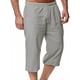 thumbnail image 5 of Pantalones de Lino Casual Suelto Cortado, Color Sólido Cordón Mezcla de Algodón para el Uso Diario, 5 of 6
