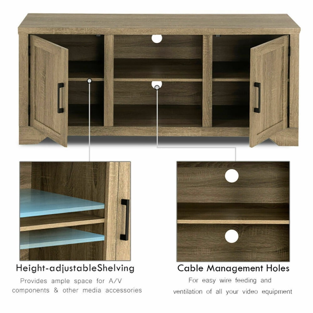 Finihen TV Stand, TV Cabinet, Rustic TV Stand Entertainment Center Storage Cabinet , Media Entertainment Center with Storage, for Living Room, Bedroom, Natural