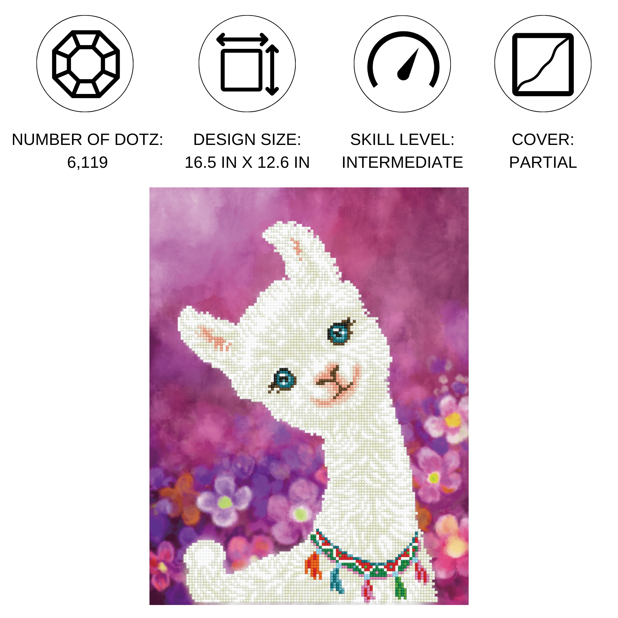 Diamond Dotz Lulu Llama Diamond Painting Kits for Adults - Diamond Art Kits a Relaxing Creative Craft Kit with Dotz Gems 16.5x12.6