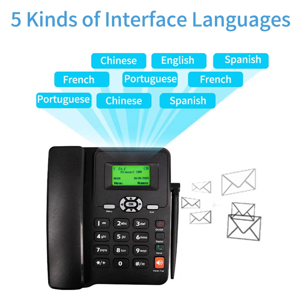 Anself ETS-6588 Cordless Phone with LCD Backlight, Black