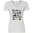 thumbnail image 3 of Inktastic Rockin' the Cat Mom and Aunt Life Women's V-Neck T-Shirt, 3 of 5