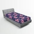 thumbnail image 2 of Ambesonne Aquarelle Floral Fitted Sheet, Art of Dreamy Rose, Twin Size, Dark Coral Blush Indigo, 2 of 5