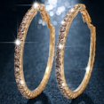 thumbnail image 2 of BNNG 4 CM Large Circle Rhinestone Earrings Thin Dangle Elegant Rhinestone Earrings For Women Wedding Women Earrings Sterling Silver Hoop Earrings for Women Rhinestone Hoops Earring for Womens, 2 of 5