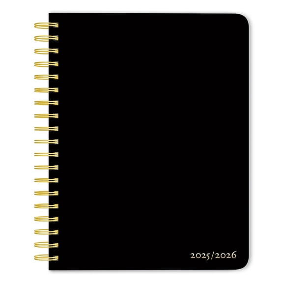 Black Solid | 2026 6x7.75" 18 Months Weekly Academic Desk Planner | July 2025 - December 2026 | Plato