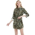 thumbnail image 4 of Women Jean Shirt Dress Long Sleeves Waist Ties Casual Short Chambray Denim, Camouflage, Small, 4 of 5