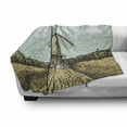 thumbnail image 3 of Dutch Soft Flannel Fleece Blanket, Hand Drawn Style Windmill in a Farmland and Forest Vintage Agriculture Themed Image, Cozy Plush for Indoor and Outdoor Use, 50" x 60", Multicolor, by Ambesonne, 3 of 6