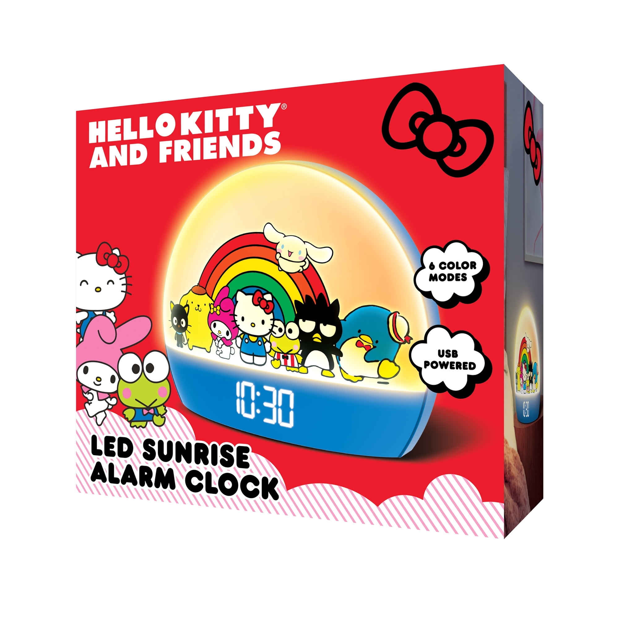 Hello Kitty and Friends Sunrise Alarm Clock - Multicolor Lights, USB Charging, LED Display, and Snooze Function