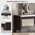 thumbnail image 4 of 43" Shoe Storage Bench with Cushion, 2-Tier Wood Bench with Adjustable Shelves and 2 Rattan Doors, Rustic Shoe Organizer Cabinet for Entryway, Hallway, 4 of 9
