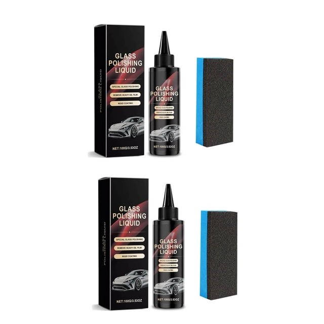 Auto Glass Polish Set, 100ml Scratch Repair, Water Damage Cleaning, Windshield Liquid Coating, Fast Drying Glass Polish, Car Window Scratch Remover