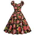 thumbnail image 1 of Pisexur Robe à Manches Courtes Col en V Mode Vintage pour Femmes Robe à Manches Courtes Col en V Imprimée Robe pour Femmes, 1 of 7