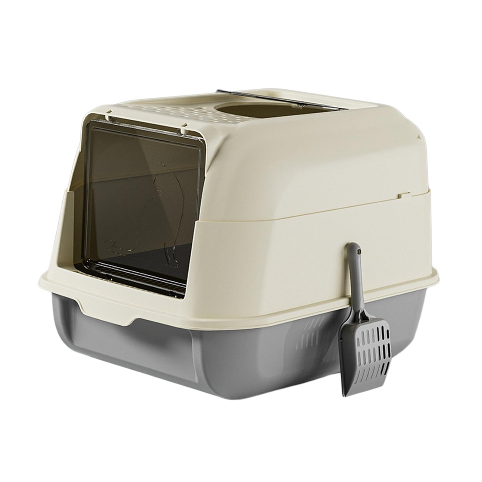 Cat Litter Box with Lid Covered Large with Scooper Fully Enclosed Litter Pan Gray