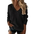 thumbnail image 2 of Pullover Sweaters for Women 2025 Long Sleeve V Neck Loose Plain Knitted Sweater Jumper Tops Fall Winter Outfits, 2 of 6