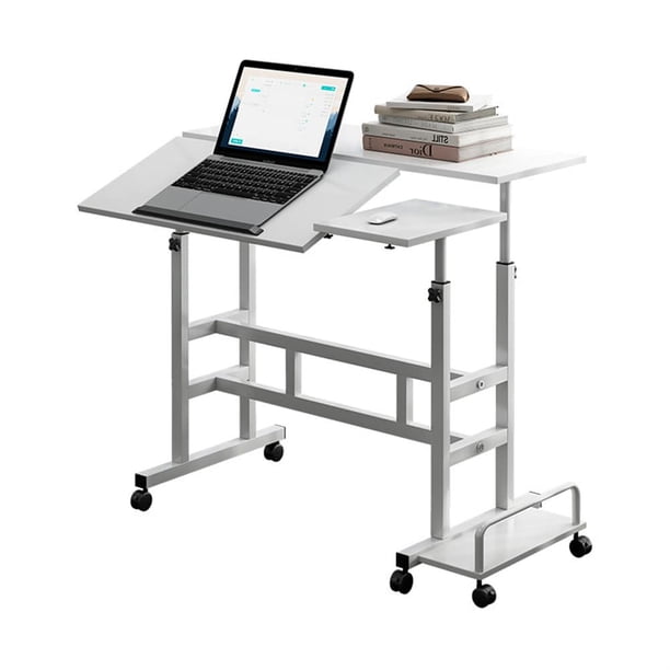 Single small computer escritorio-blanca 1 set de madera adjustable height rolling mobile foldable standing workstation bedside writing mesa
