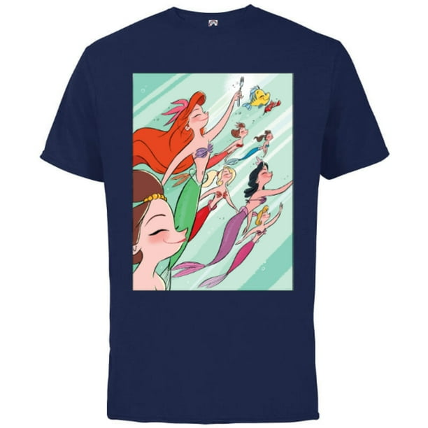 Disney Princess Ariel And Her Sisters Short Sleeve Cotton T Shirt For Adults Customized Athletic Navy Walmart Com