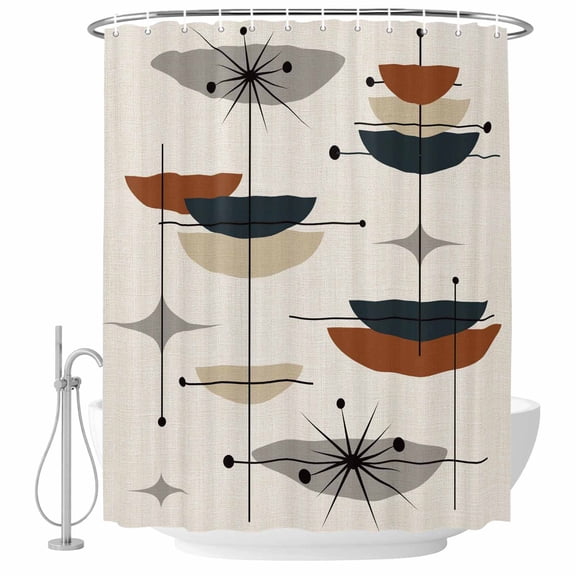 Navy Bohemian Shower Curtain, Waterproof Shower Curtains for Bathroom, Geometric Boho Abstract Color Block Washable Fabric Bathtub Curtain Set Bath Decor with 12 Hooks Extra Long 72"x96"