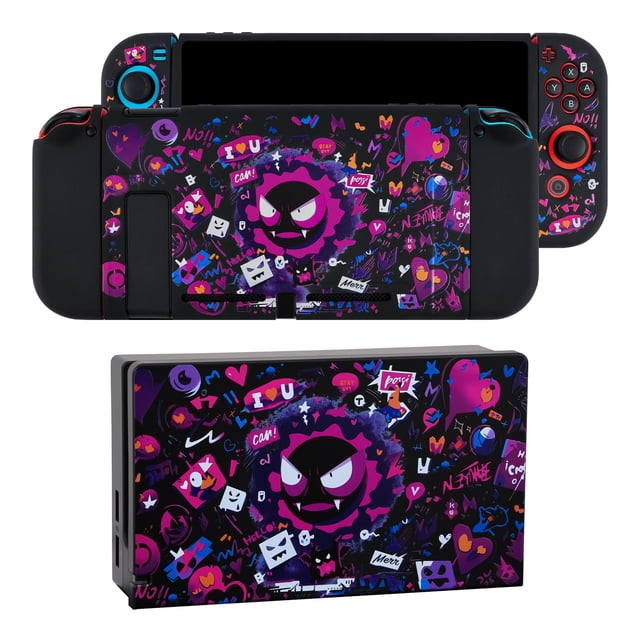 Estuche protector para Nintendo Switch Estuche protector transparente con traje de fantasma morado Estuche blando Caja de almacenamiento para NS