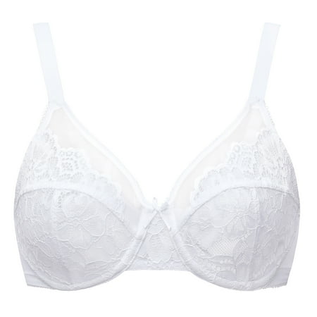 

MELENECA Women s Full Coverage No Padding Plus Size Minimizer Underwire Bra White 40E