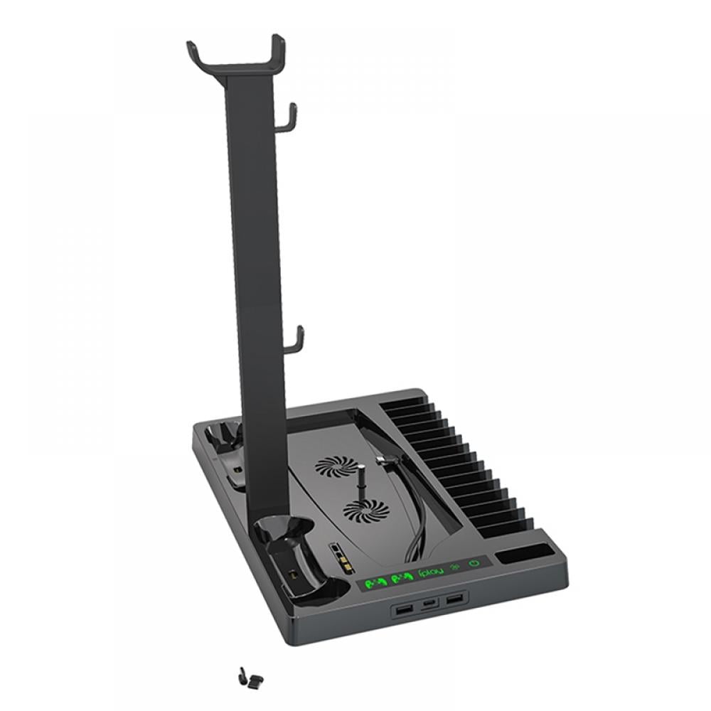 Vertical Stand with Headset Holder and Cooling Fan Base for PS5 Console