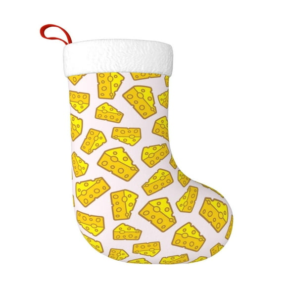 Yiaed Cheese Print Christmas Stockings, Christmas Stockings Hanging Ornaments, Christmas Stockings for Family Christmas Holiday Decorations