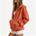 thumbnail image 5 of Sewkxo Womens Velour Zip Up Hoodie Long Sleeve Fall Oversized Hooded Sweatshirt Y2K 2026 Jacket with Pockets,Saffron S, 5 of 6