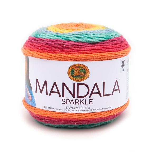 Lion Brand Yarn Mandala Sparkle Crux Metallic Self-Striping Light Acrylic Multi-Color Yarn