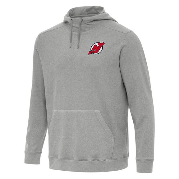 Men's Antigua Heather Gray New Jersey Devils Cloud Pullover Hoodie