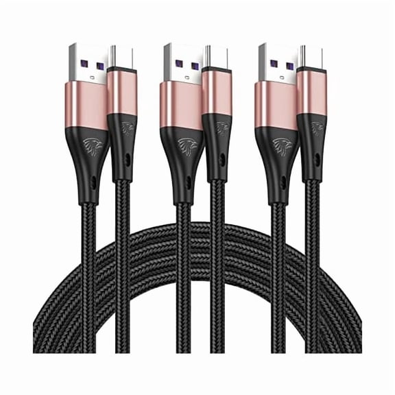 USB Type C Cable Fast Charging,3pack 10ft Premium Nylon Braided 3A Rapid Charger Quick Cord,Type C to A Cable Compatible for Samsung Galaxy S21 S20 S10 S9 S8 Plus,Note 20 10 9 8, LG V50 V40 G8(Pink)