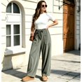 thumbnail image 2 of TOMVIGX Barrel Sweatpants Women Flowy Wide Leg Corduroy Travel Pants Drawstring Lounge Loose Cropped Trousers with Pockets Mint Green S, 2 of 5