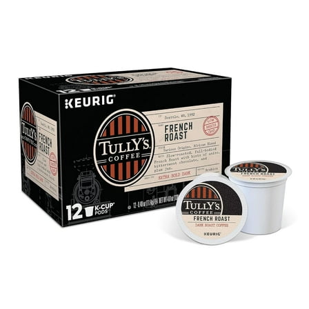 Tullys Coffee Dark Roast, French Roast, 12 ct K, Cups for Keurig Brewers