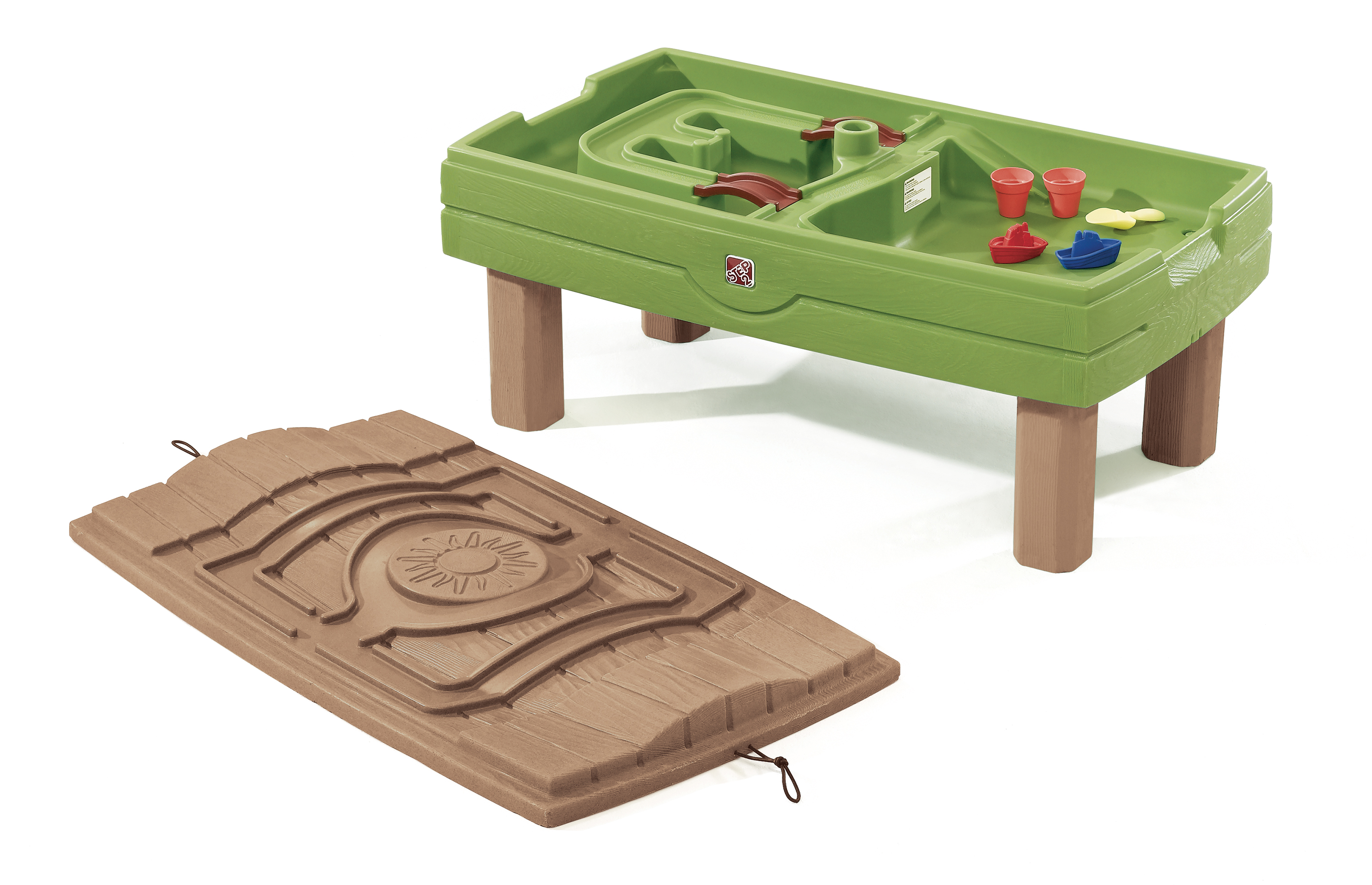 Step2 Naturally Playful Green Sandbox and Water Table for Toddler with Cover and Umbrella - image 4 of 5