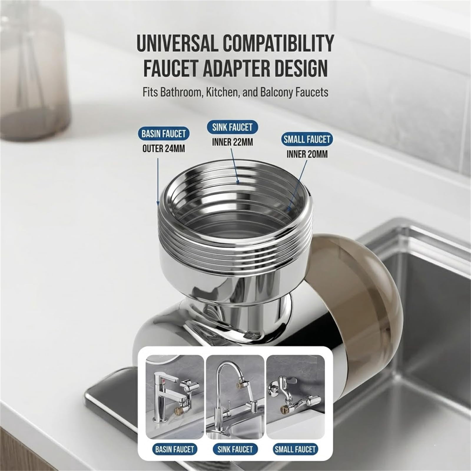 1080° Rotating Faucet Extender with Upward Facial Mist, 4 Water Modes & Built-In Filter, Brass Robotic Arm Aerator Attachment, Adjustable Sink Sprayer for Kitchen Bathroom