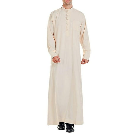 Men Islamic Muslim Praying Dressing Robe Plain Kaftan Evening Gown ...