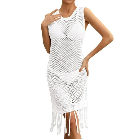 NKOOGH Womens Swim Bra Tops Plus Swim Cover Up for Women Womens Summer Knitwear Hollowed Out Fashionable Beach Bikini Swimsuit Mini Tank Dress Beach Dress Overclothes