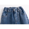 thumbnail image 5 of KIDSCOOL SPACE Little Girls Frayed Hem Jeans, 2-7T Toddler Fashion Bow-Knot Decorated Flare Denim Pants, Light Blue,18-24 Months, 5 of 6