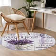 thumbnail image 4 of Purple Lavender Round Area Rug 3.3Ft Washable Circle Rugs for Dining Room Table, Vintage Farmhouse Rustic Floral Wooden Grain Non-Slip Carpet Floor Mats Indoor Outdoor Carpet Runner Home Decor, 4 of 8