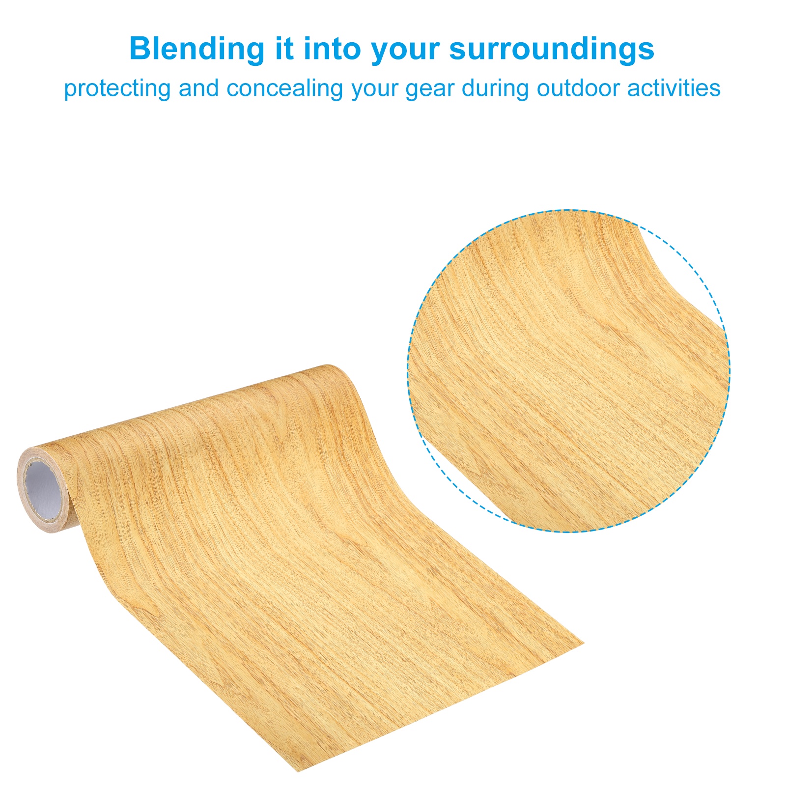 Uxcell Wood Grain Repair Tape 8" x 14.99' Self Adhesive Realistic Textured Repair Tape Patch with Scraper Natural Oak
