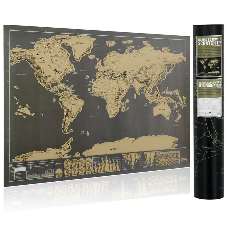 Deluxe Travel Edition Scratch Off World Map Poster Personalized Journal Log  