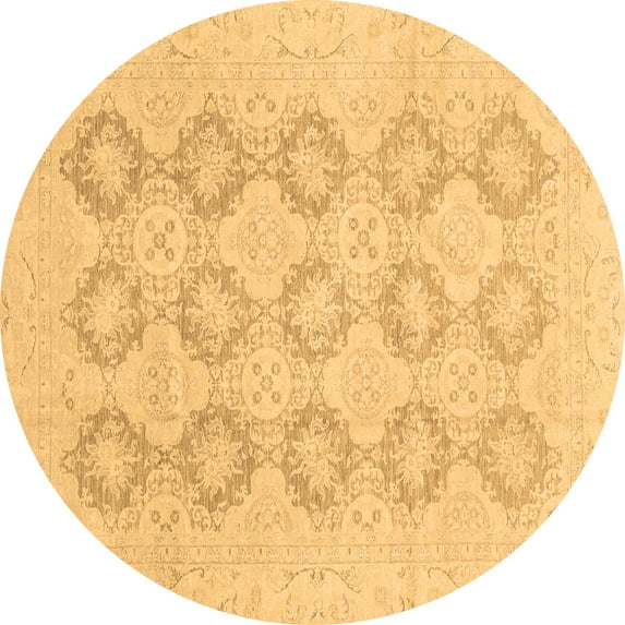 Ahgly Company Indoor Round Oriental Brown Traditional Area Rugs, 7' Round