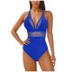 thumbnail image 1 of Conjunto de Bikini de Cintura Alta para Mujeres Traje de Baño de Malla de Correa sin Espalda de Color Sólido con Almohadillas Extraíbles, 1 of 4