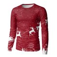 thumbnail image 7 of Men's Fashion Printed Round Neck Long Sleeve Bottoming Shirt Top with Christmas Snow Night Print for Seasonal Outfits and Daily Wear - Soft and Warm Men's Base Layer,Red,L, 7 of 7