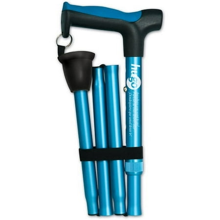 Hugo Adjustable Folding Cane with Ergonomic Cushion Handle, Blue