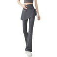 thumbnail image 3 of VBVC Women's Flared Yoga Pants with Skirt Overlay,Stretchy Workout Leggings For Women,Gray,M-XL, 3 of 8