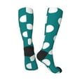 thumbnail image 5 of Lsque Teal And White Polka Dot Printed Crew Socks Men's Women's LightWeight Thin Casual Calf Socks ,Knee High Socks,Cotton Socks, 5 of 9