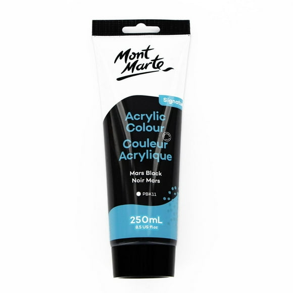 MONT MARTE Acrylic Colour Paint - Mars Black, 250 mL (8.45 oz) Tube