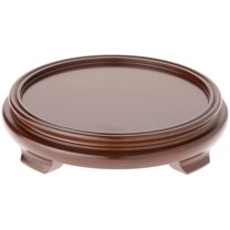 Plymor Walnut Round Wood Veneer Footed Display Base, 9.5" W x 9.5" D x 2" H (8" Display Diameter), Pack of 3