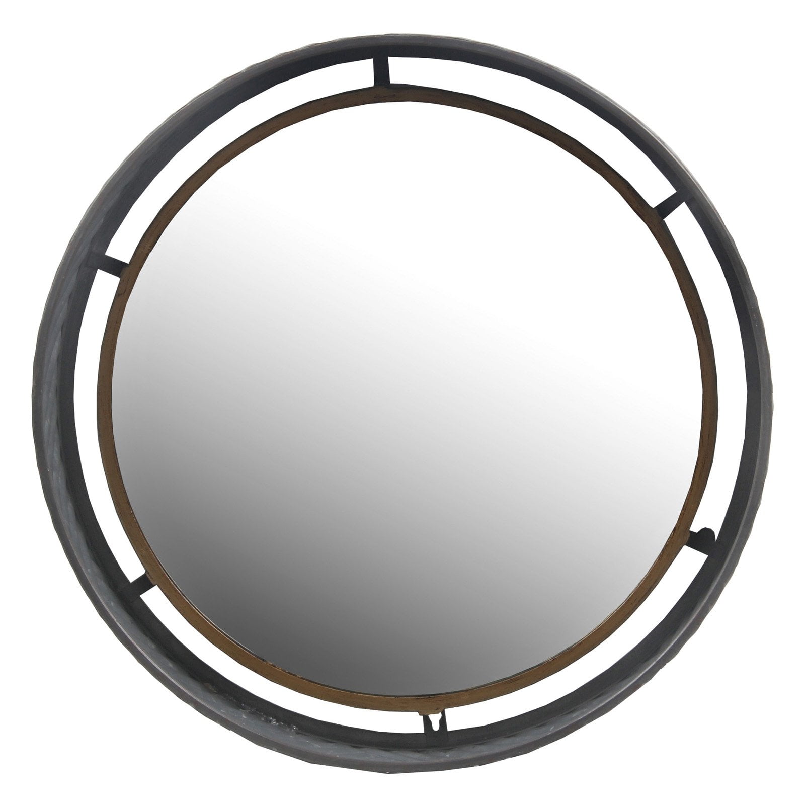 Privilege International Industrial Round Metal Wall Mirror