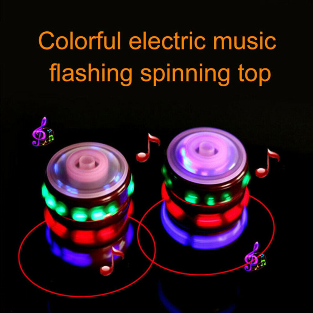Portable environmental-friendly Luminous Music Gyro Creative Funny Super Magic Spinning Top Gyro Spinner LED Music Flash Light Kids Toy Gift for easy play anywhere.