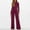 Wine, variant on Jumpsuits For Women Casual Jumpsuits Loose Fit Belted Dressy Long Sleeve Crewneck Autumn Jumpsuit Long Wide Legs Formal Rompers off Shoulder Jumpsuit Women Pocket Mono Came Overalls Women Woman