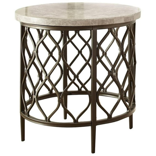Bowery Hill Table d'Appoint Transitionnel Table Basse Table d'Accent Carrée en Métal - Bronze