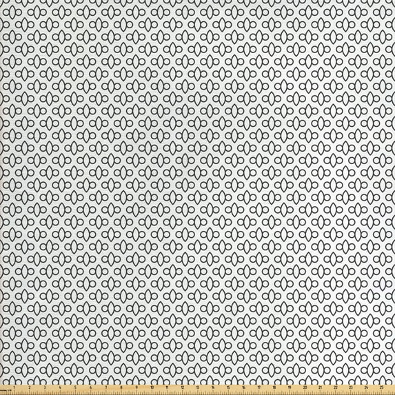 Abstract Fabric by the Yard Upholstery, Monochrome Simplistic Design Symmetrical Motifs on Plain Background, Decorative Fabric for DIY and Home Accents, White and Charcoal Grey by Ambesonne